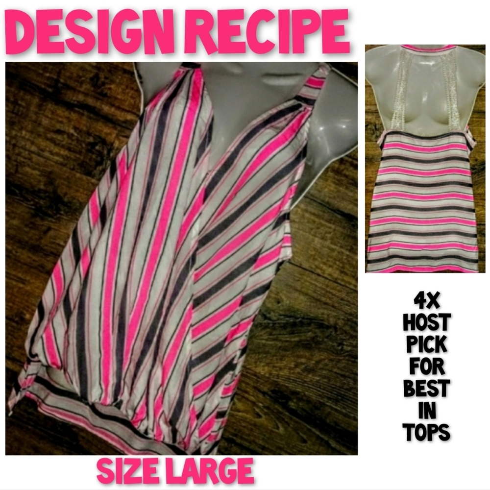Design Recipe Top Size Large Stripe High Low Racerback NWOT